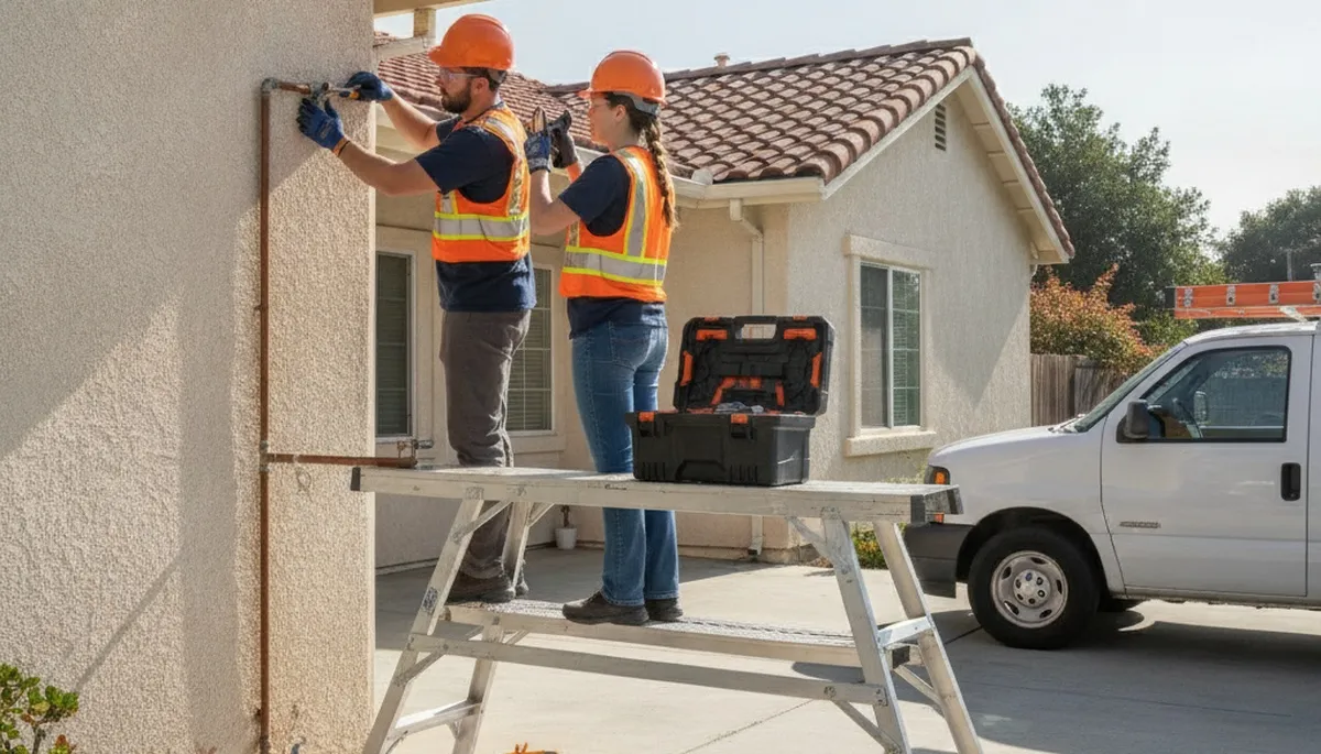 Plumber repairing a leak in Sacramento, CA for plumbing repair service