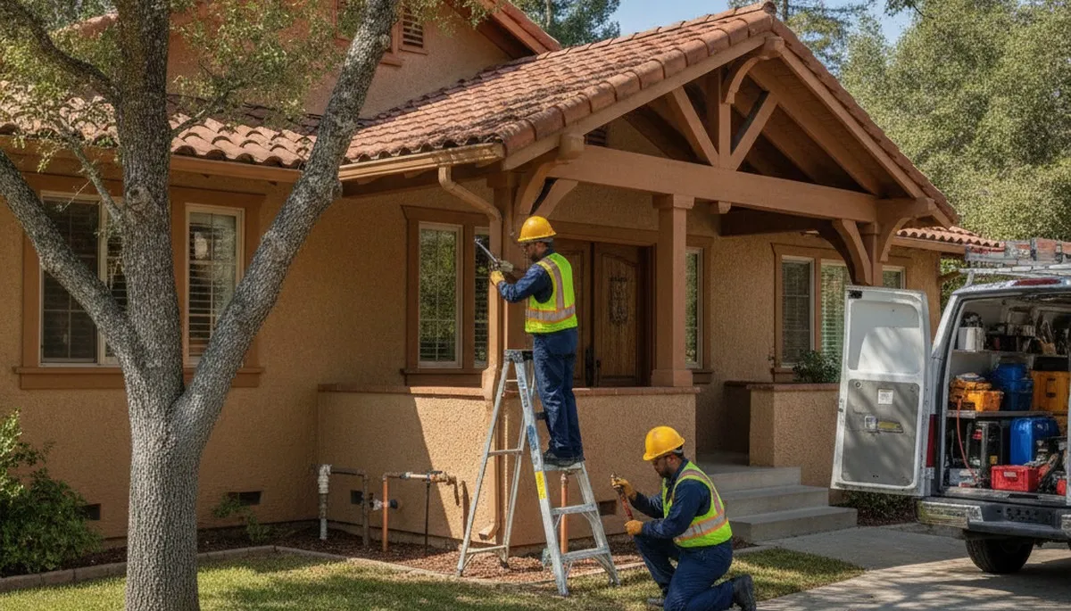 Sacramento, CA plumber repairing a residential plumbing leak for local homeowners
