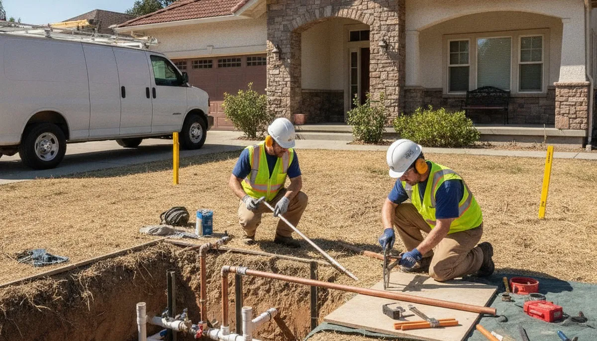Sacramento, CA plumber repairing residential plumbing for emergency leak and pipe service