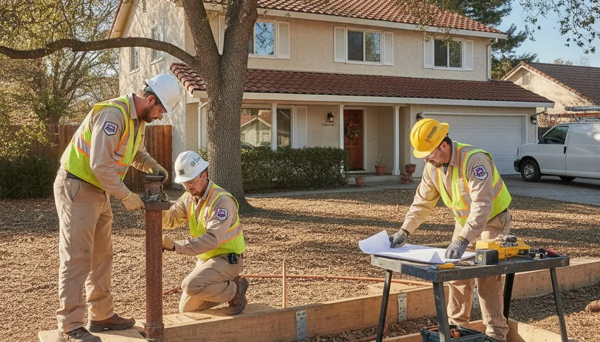 Plumber repairing a pipe in Sacramento, CA for residential plumbing repair service