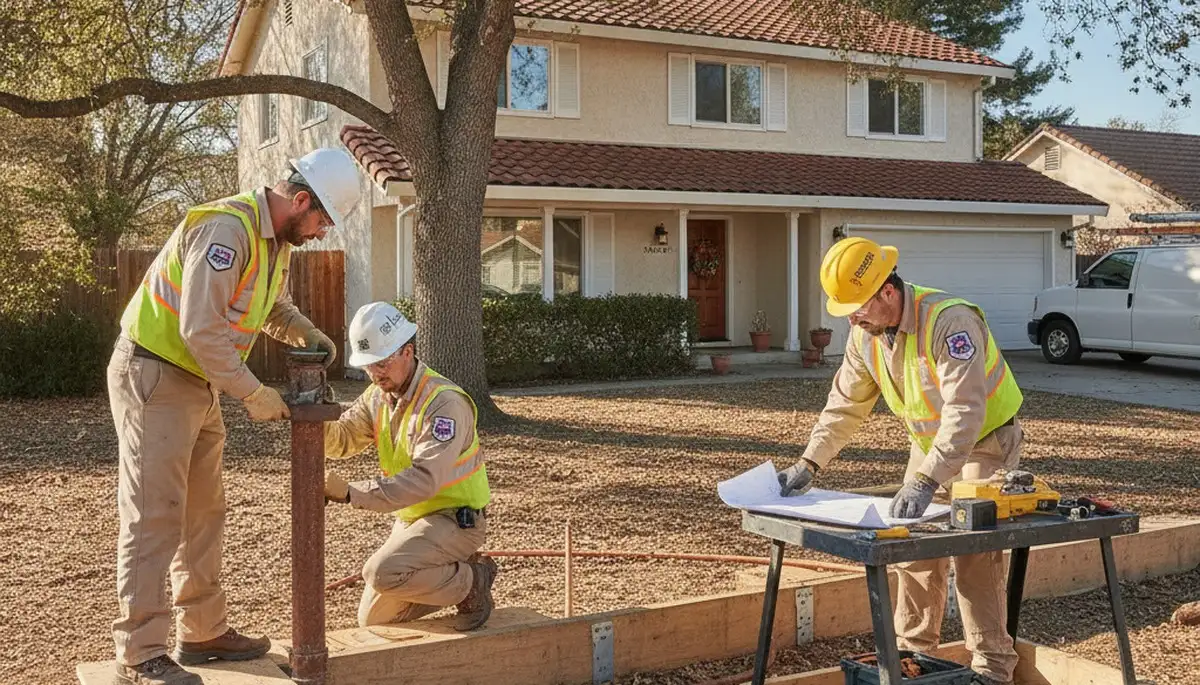 Plumber repairing a pipe in Sacramento, CA for residential plumbing repair service