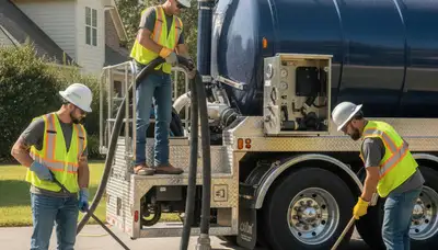 Septic pumping service truck for Sacramento, CA homes by On Call Plumbers