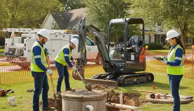 Sacramento CA plumber inspecting septic repair system for residential service call