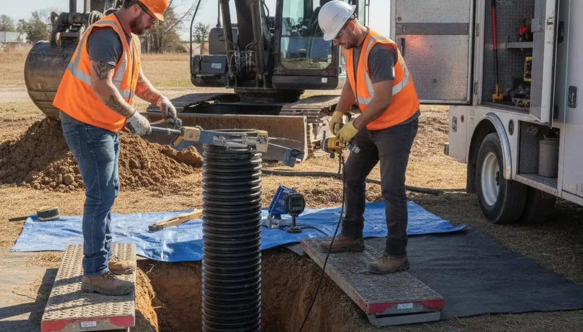 Sacramento, CA septic repair plumber inspecting residential sewer line for service call
