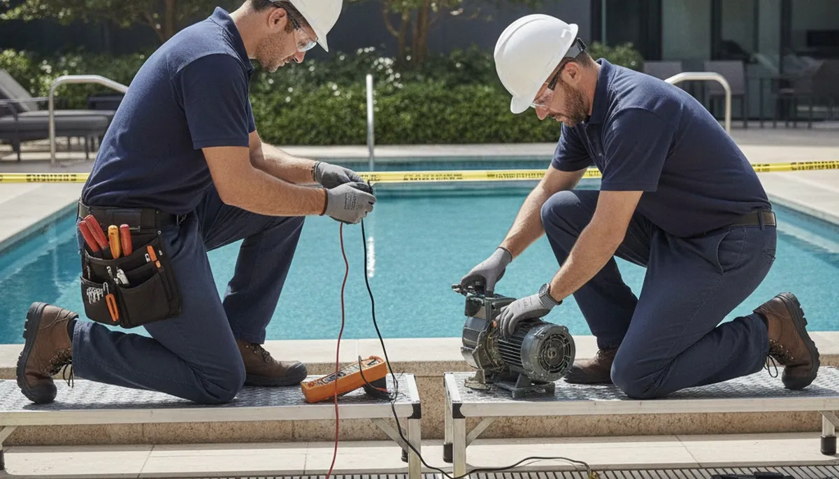 Sacramento, CA spa repair technician servicing a home spa for reliable plumbing performance